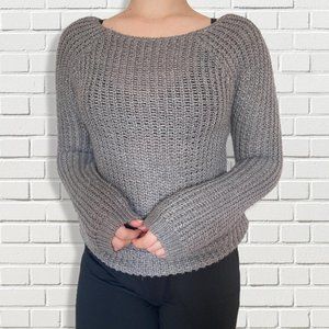 cozy grey knit sweater (XS-S)